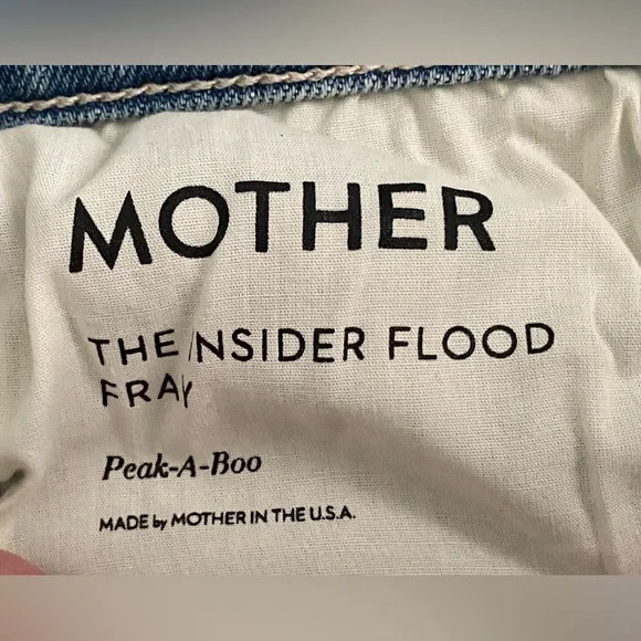MOTHER The Insider Flood Fray jeans, size 28,Peek-a-boo wash